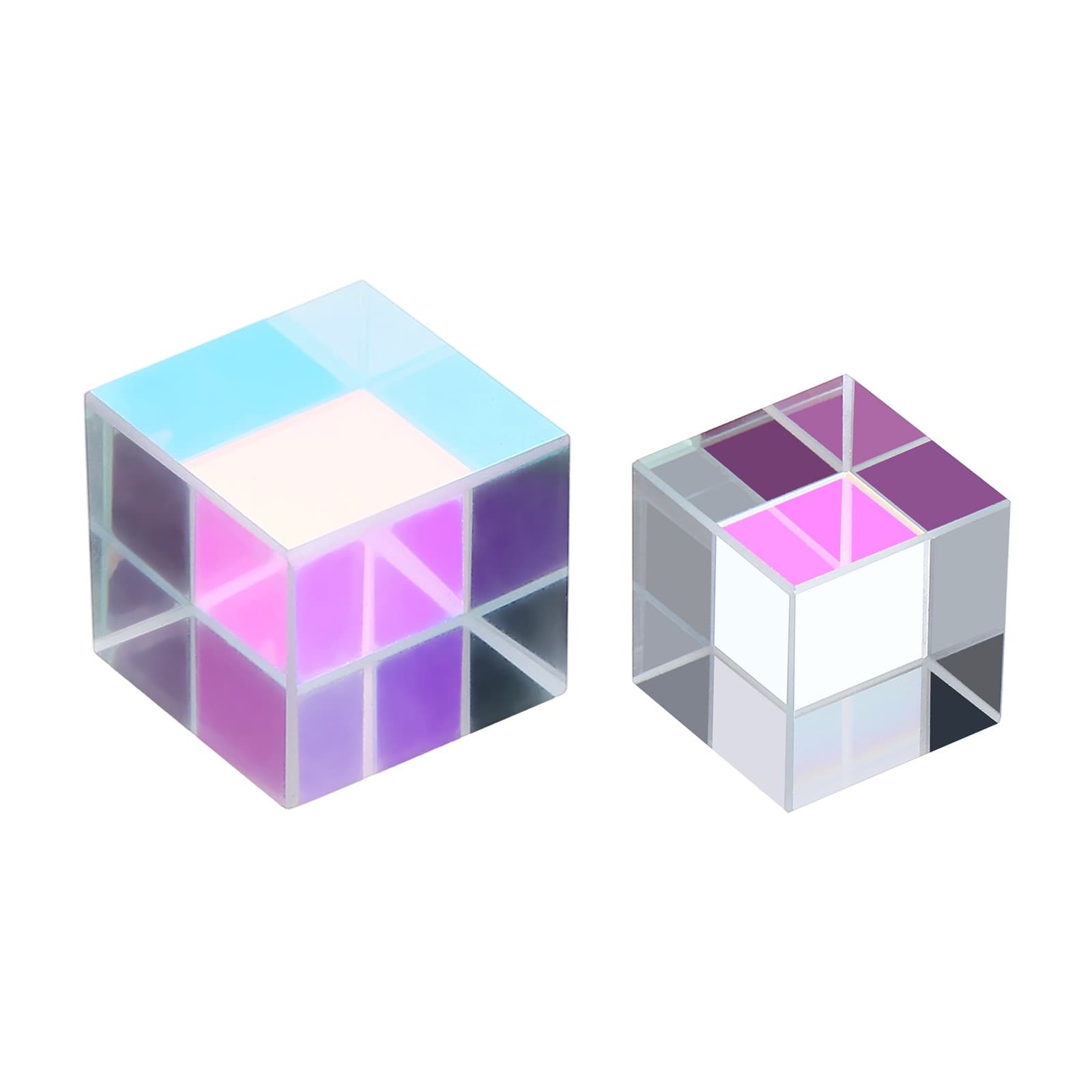 2 Pcs Cube Prism| 15,20mm K9 Crystal Prism Optical Glass X-Cube Glass Figurine