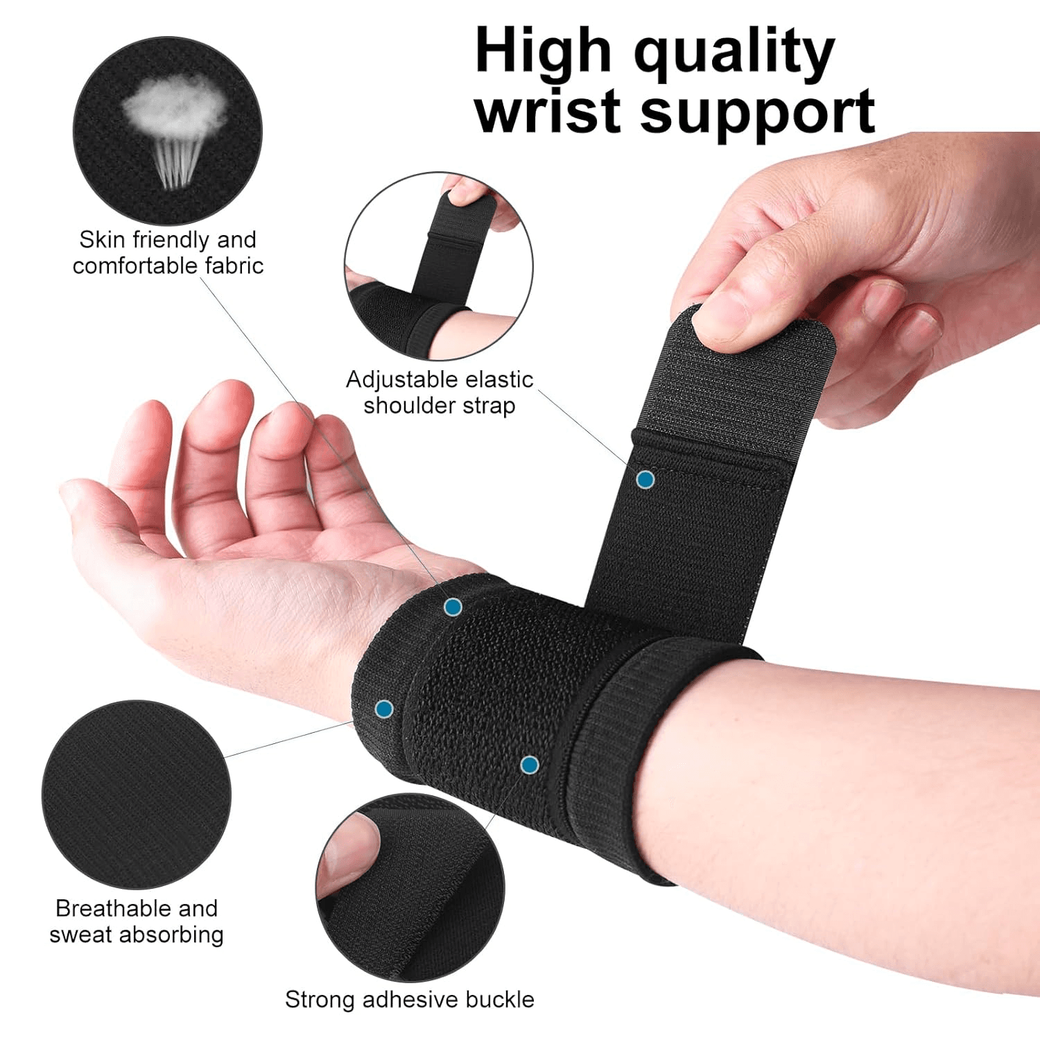Wrist Supports Adjustable 2 Pack Wrist Brace Compression Wrist Strap for Tendoni view 2