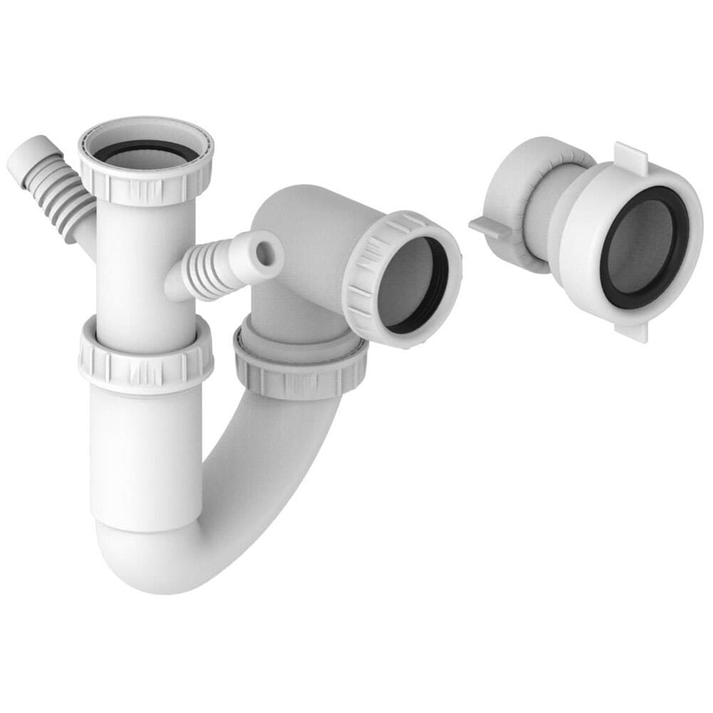 Prima Single Bowl Kitchen Sink Plumbing Kit - White