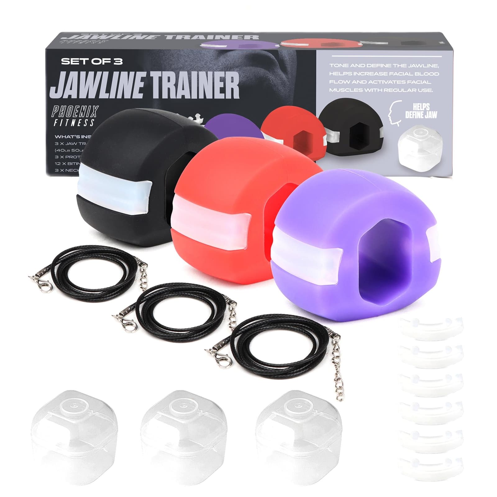 3 Pack Jawline Trainer Tone Jaw Neck Muscles Face Shaper Anti Wrinkle Exercise