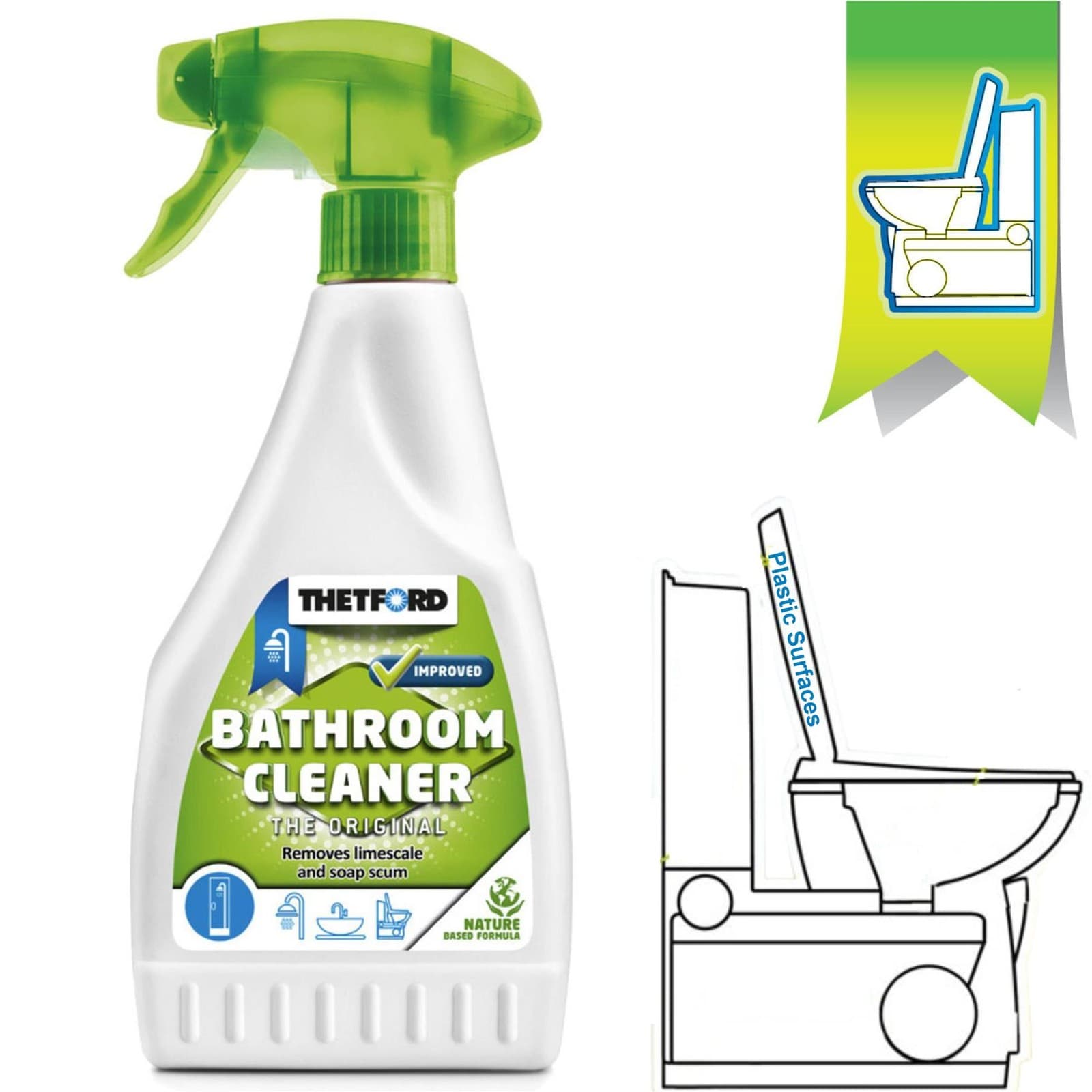 Thetford Caravan Motorhome Boats Bathroom Cleaner plastic Surfaces 500ml│InUK view 2