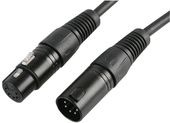 PULSE - DMX Lead| 5 Pin XLR Male to Female (1 Pair+Screen)| 5m Black