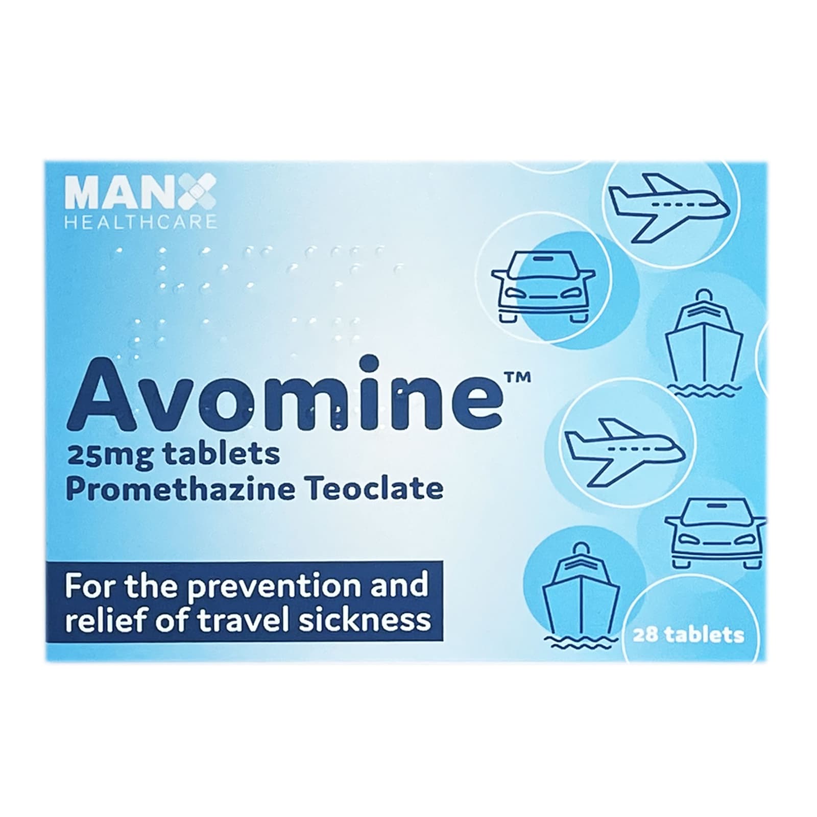 Questionnaire Required - Avomine 25mg Tablets 28 Travel Sickness Relief **