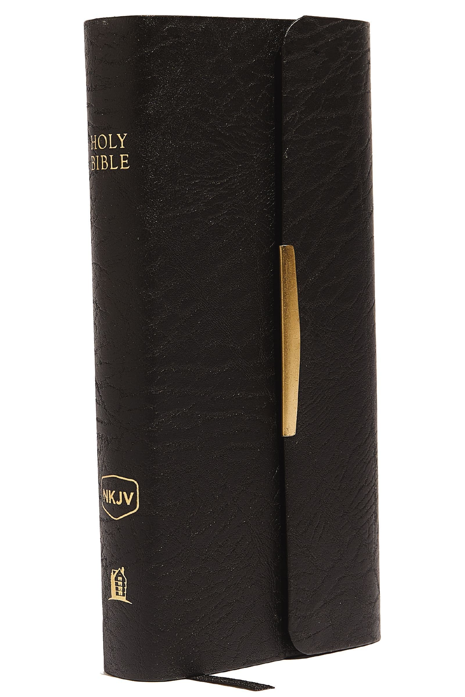NKJV, Checkbook Bible, Compact, Bonded Leather, Black, Wallet Style, Red Letter, Hardback, Thomas Nelson