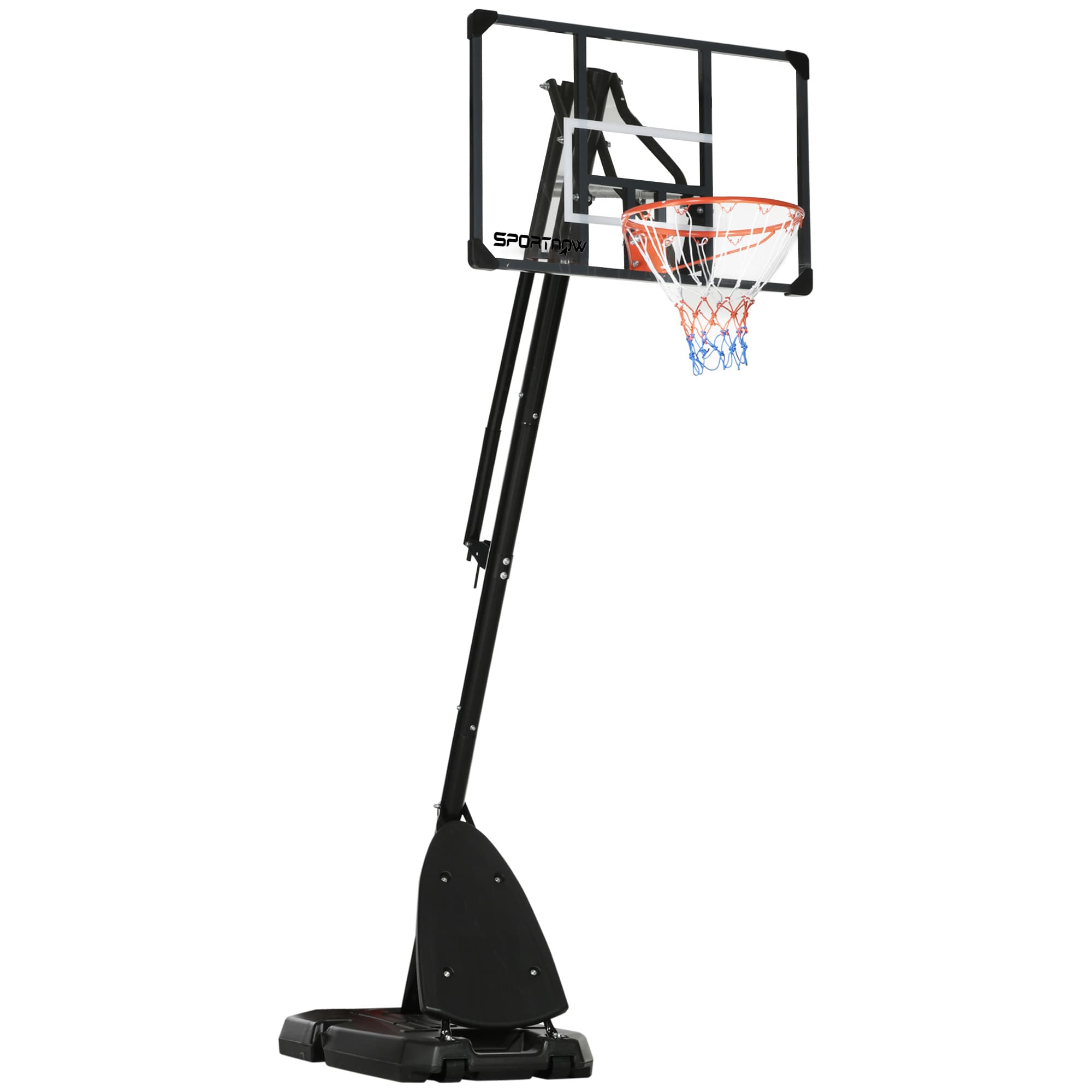 SPORTNOW Height Adjustable Basketball Hoop and Stand with Sturdy Backboard and Weighted Base, Portable on Wheels, 2.4-2.9m | Aosom UK