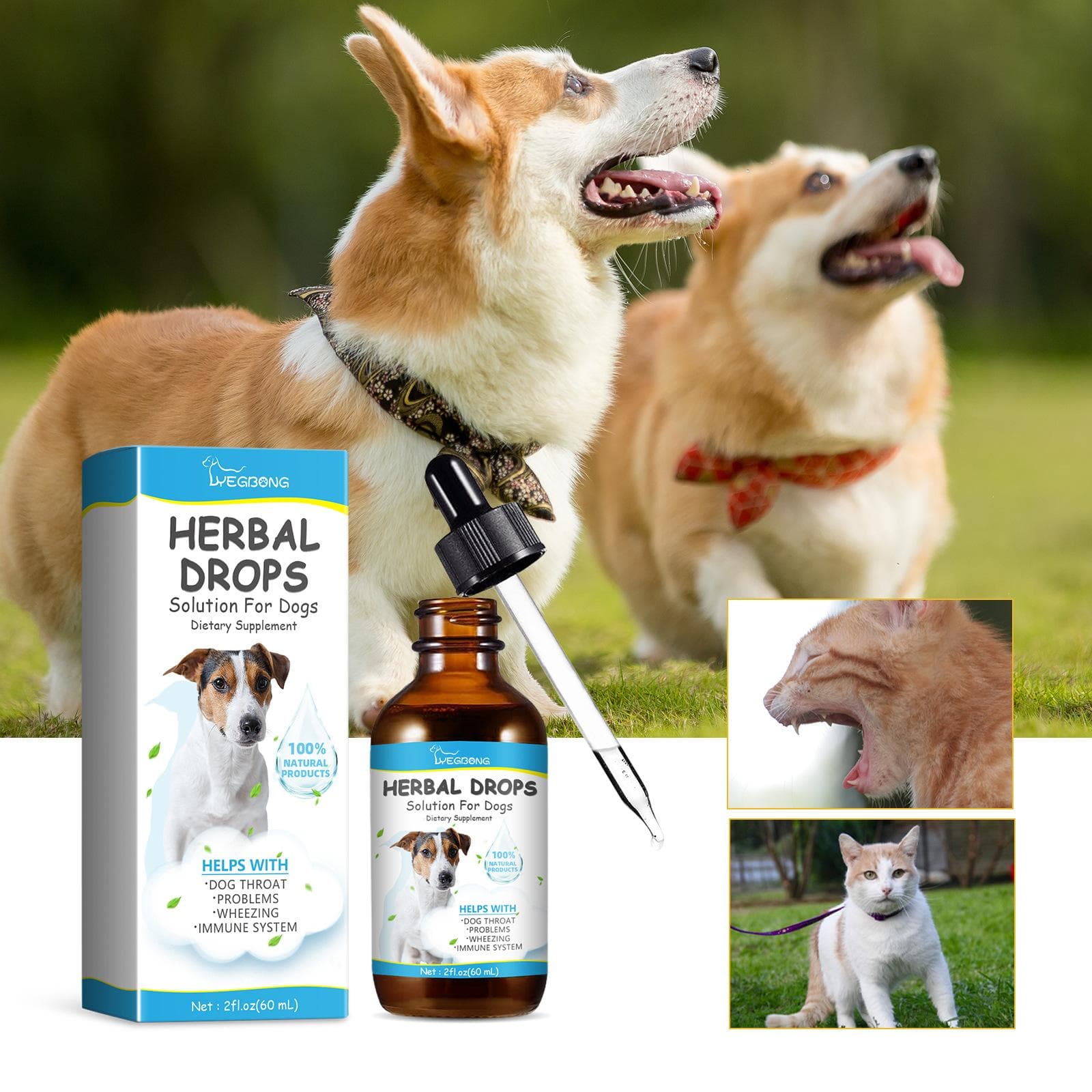 Yegbong Pet Cough Herbal Drops Relieve Pet Discomfort Pet Cough Runny Nose Care