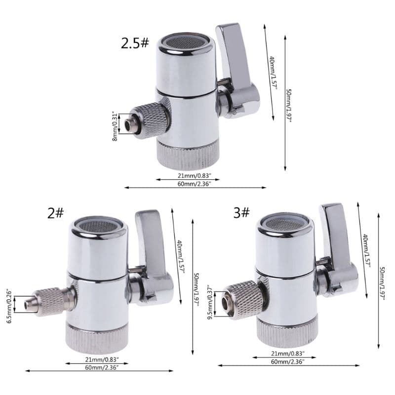 Water Filter Faucet Diverter for Valve Ro System 1/4  2.5/8  3/8  Tube Connector yellow
