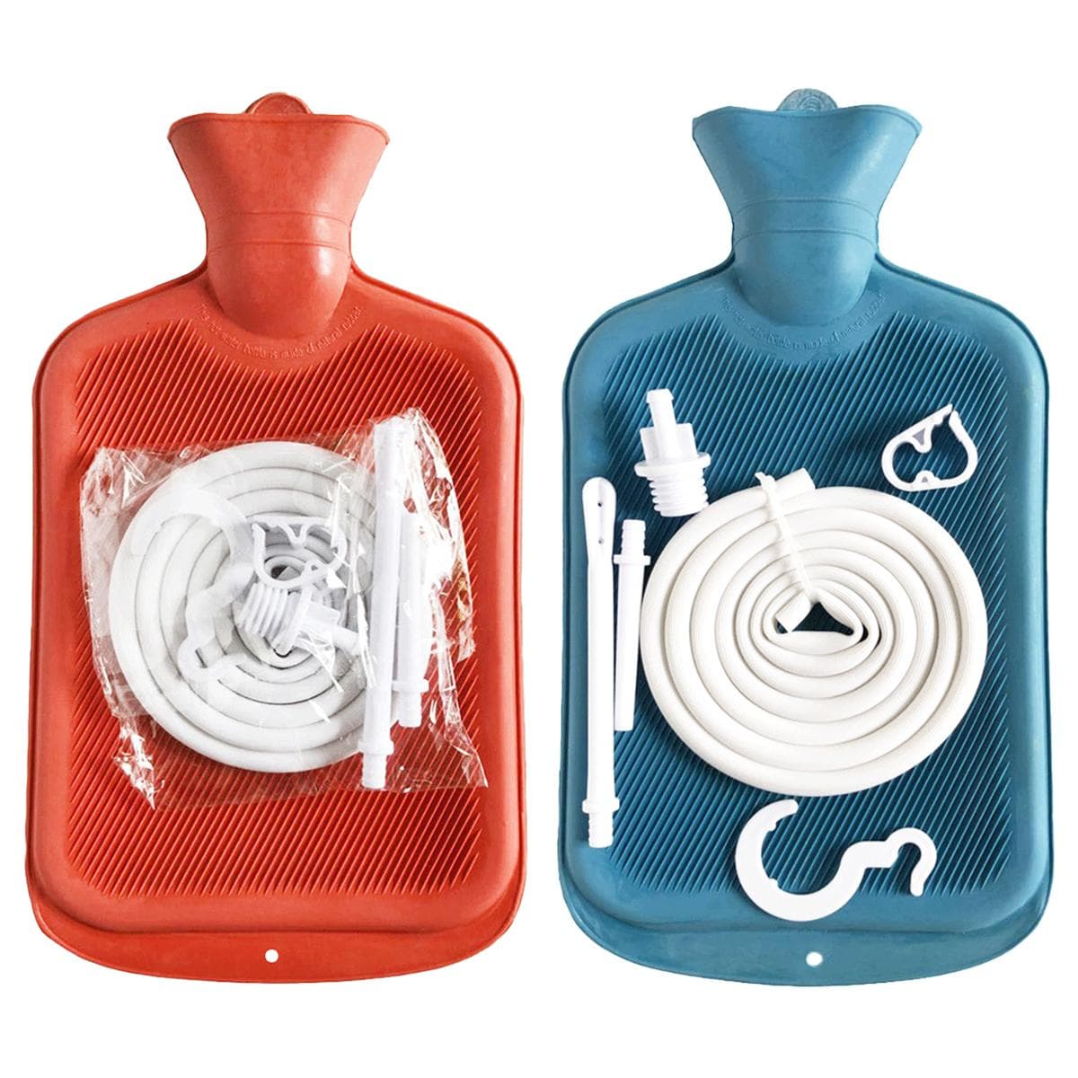 6 Pcs Enema Bag Kit Rubber Enema Cleaner Kit 2L Hot Water Bottles 4.9ft Hose Controlled Water Flow Valve 2 Syringe Pipe for Home