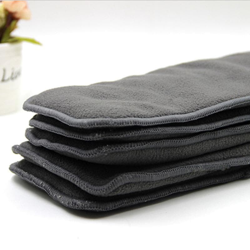 Washable Adult Diaper 5 Layers Bamboo Charcoal Cloth Nappy Liner Insert Pad dark gray