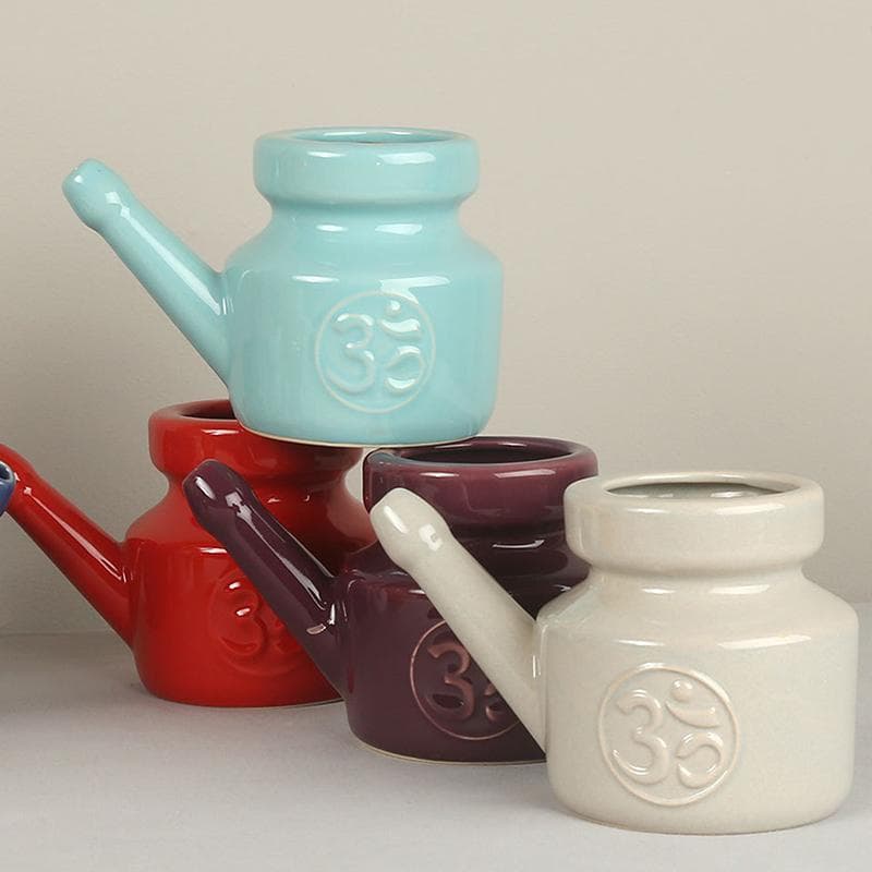 350Ml Ceramic Neti Pot Nose Cleaning Pot Durable Leakproof Spout Pot For Nasal Rinsing Nose Washing Men Women purple