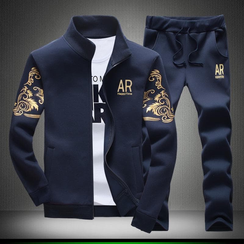 Plus Size Tracksuits Men's Full Length Sports Suit Two-pieces Fashion Sweatshirt cm grey
