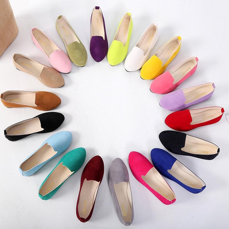 Women Girls Solid Big Size Slip on Flat Shallow Comfort Casual Single Shoes cm apricot
