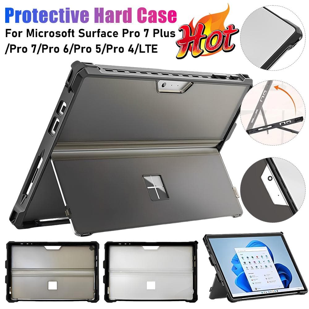 For Microsoft Surface Pro 7 Plus Pro 7/6/5/4 Tablets Cover Protective Rugged Shell Case With Kickstand And Heat Emission Holes gray