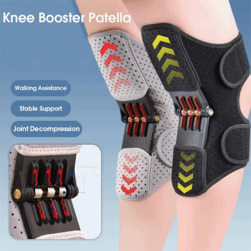 2PCS Non-slip Knee Booster Support Adjustable Spring Force Stabilizer  for Knee Power grey