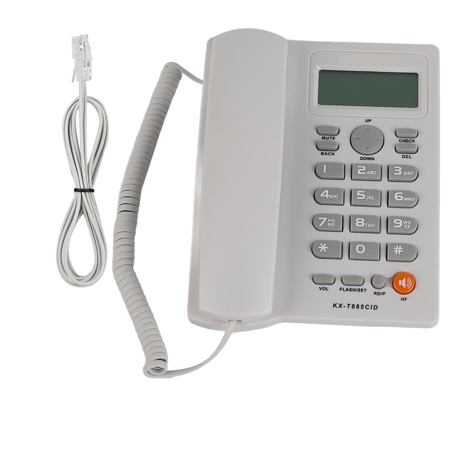 Caller ID Telephone Handsfree Calling Home Office Hotel Landline Phone English (Beige White) white