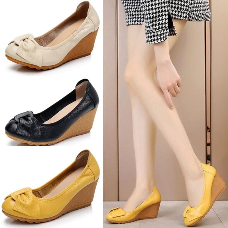 Wedges Shoes Women High Heel Slingback Platform Pumps Comfortbale Skid Resistance Soft Party Work Wedding cm white