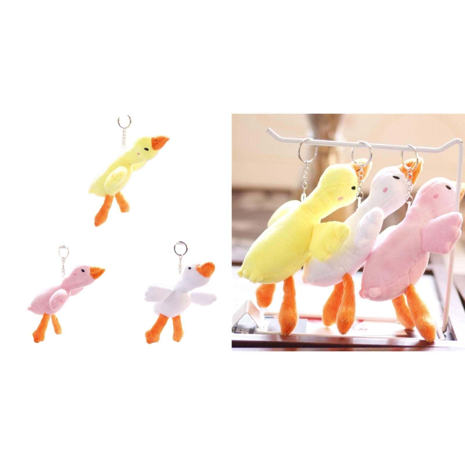 Cute Goose Plush Keychain Soft and Comfortable Animal Pendant for Backpacks Perfect Gift for Christmas and Birthdays white