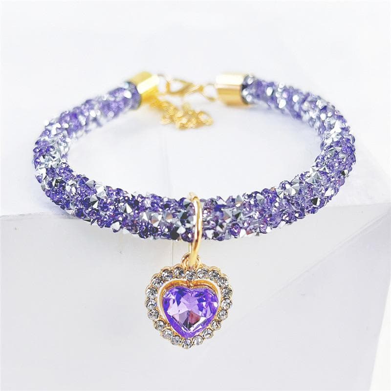 Crystal Cat Collar Heart Gem Pendant Party Rhinestone Necklace Adjustable Cats Puppy Chihuahua Wedding Pet Accessories red