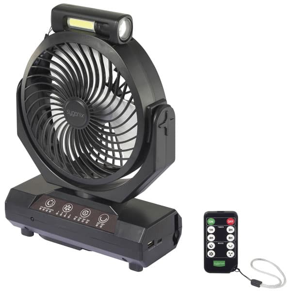 Sygonix SY-5996204 camping fan black with Light USB-C Remote control