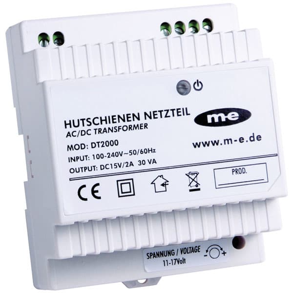 m-e 40780 ST 1000 Door Intercom PSU 15V/DC White Plug-in Power Supply