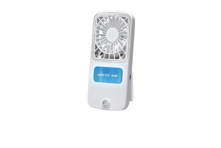 USB Powered Arctic Air Handheld Mini Air Cooler - 3-Speed Portable Fan, Quiet Operation, Evaporative Cooling, Kickstand & USB Power | Wowcher
