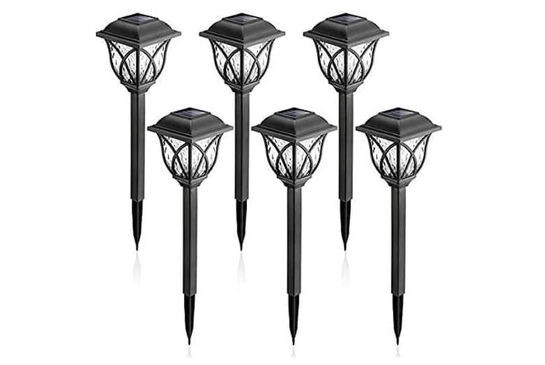 Solar LED Garden Path Lights - 6 Pack, Weatherproof, Warm & White Options | Wowcher