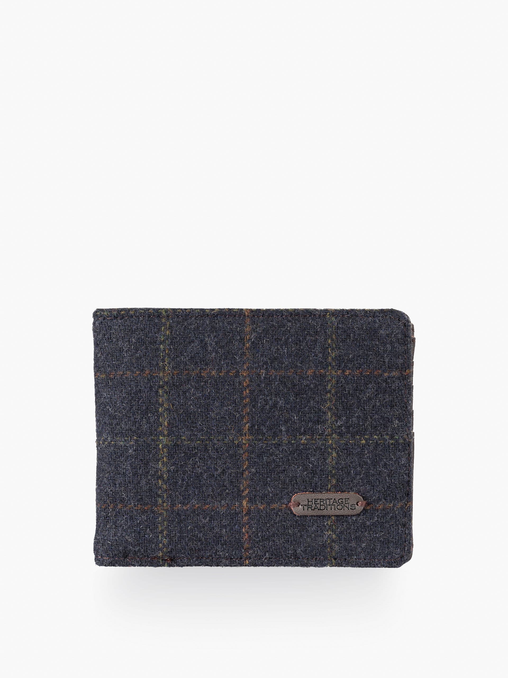 Heritage Traditions Mens Blue Check Tweed Wallet ONE SIZE