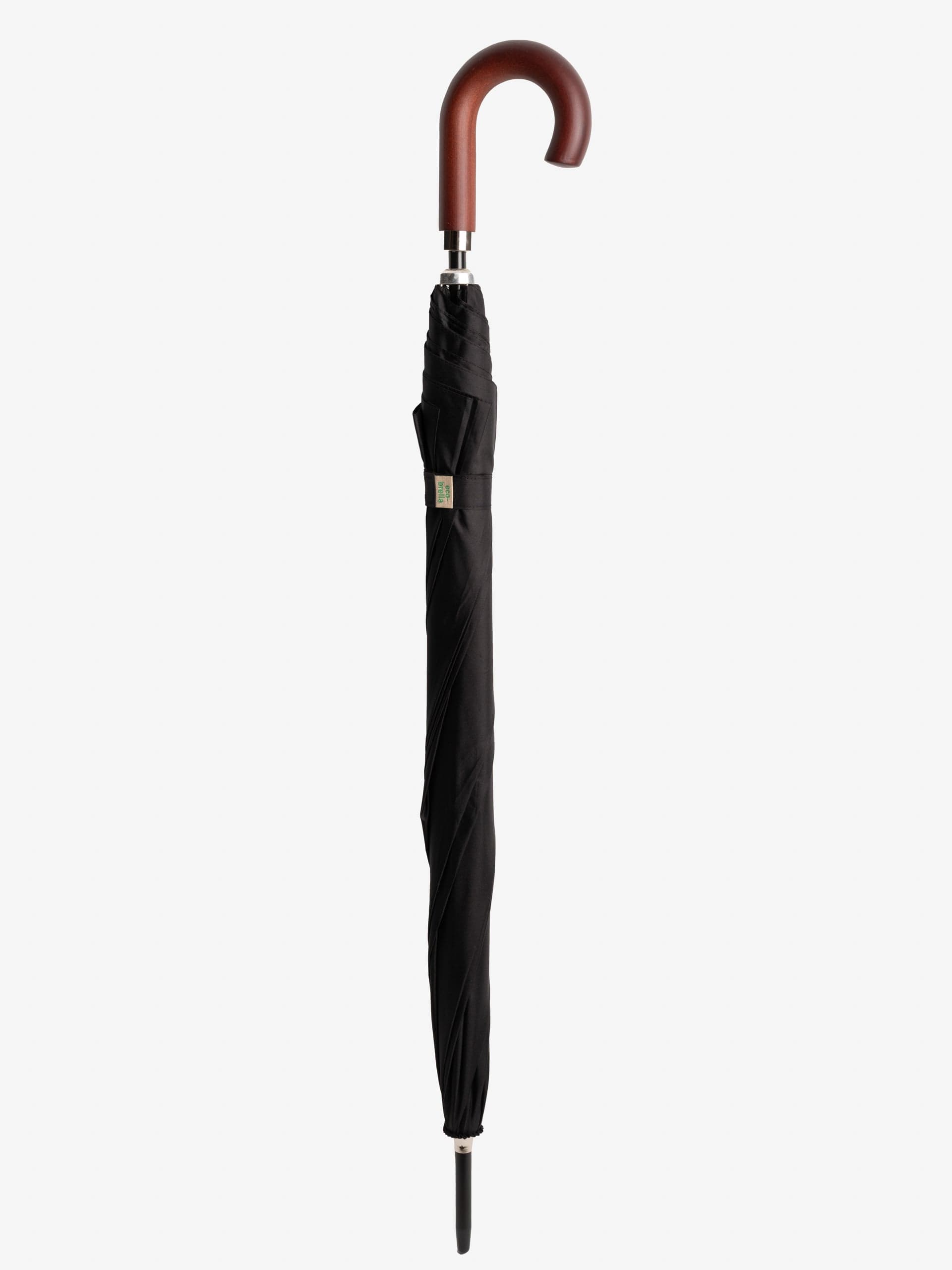Totes Mens Black Eco Auto Walker Wood Crook Umbrella ONE SIZE