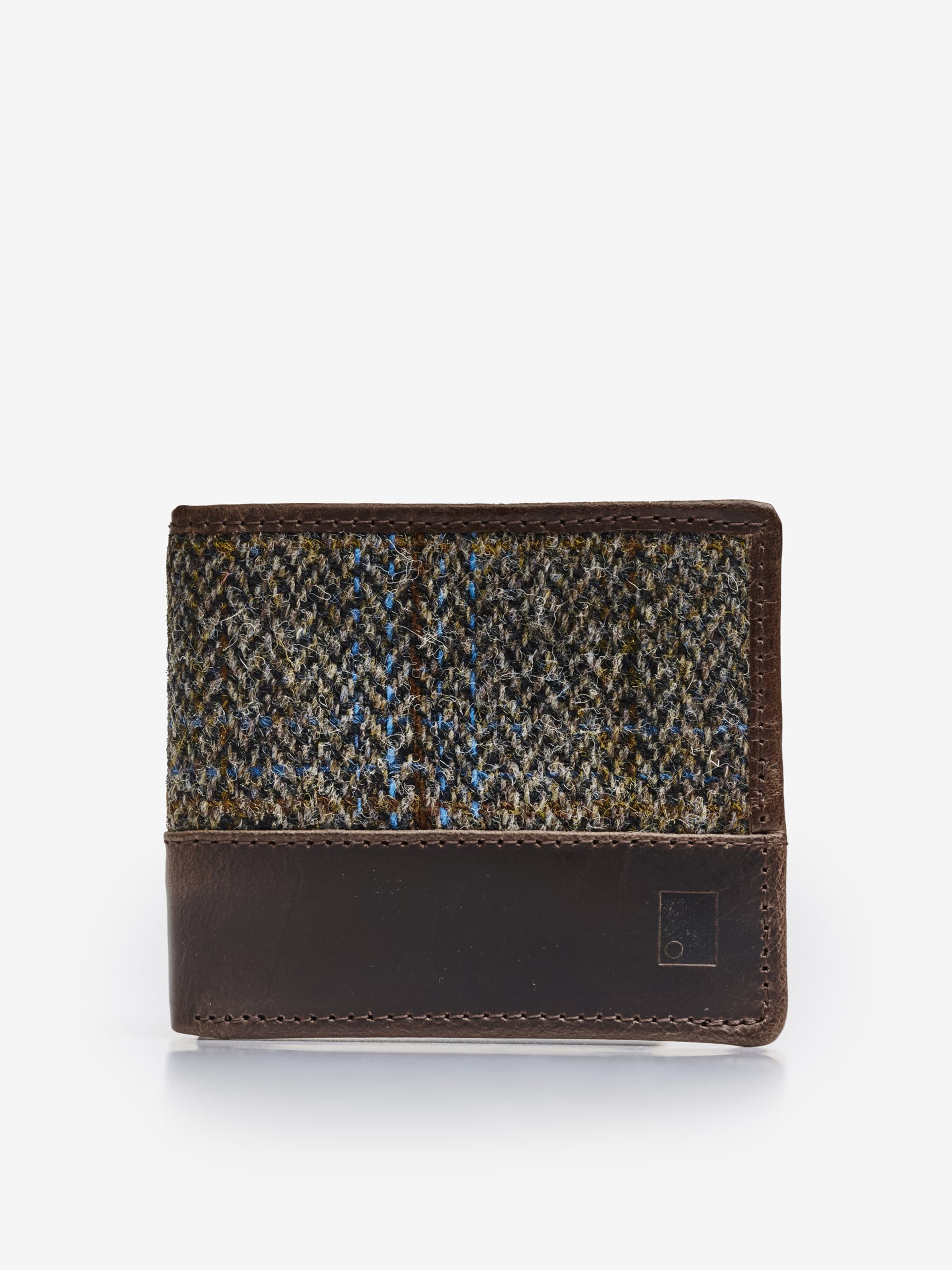 Sophos Mens Check Tweed Leather Wallet ONE SIZE