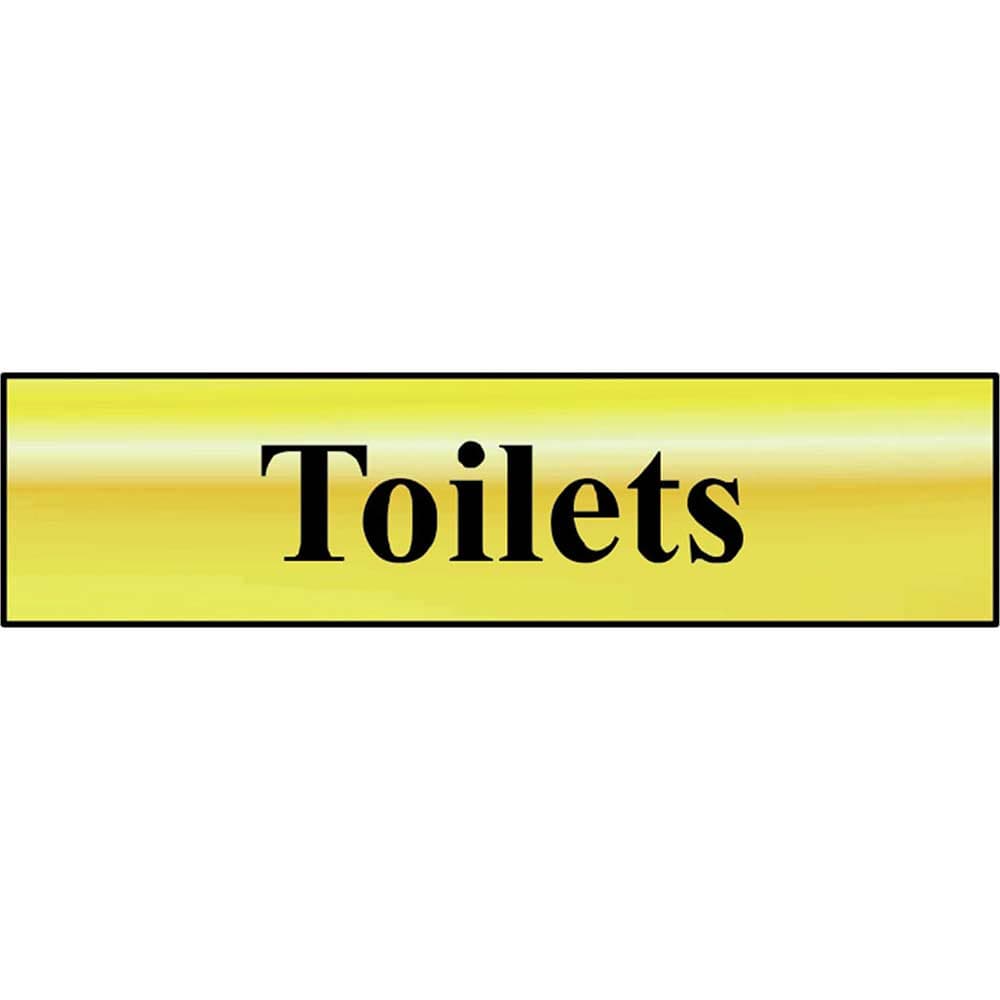 Scan Brass Effect Toilets Sign 200mm 50mm Standard