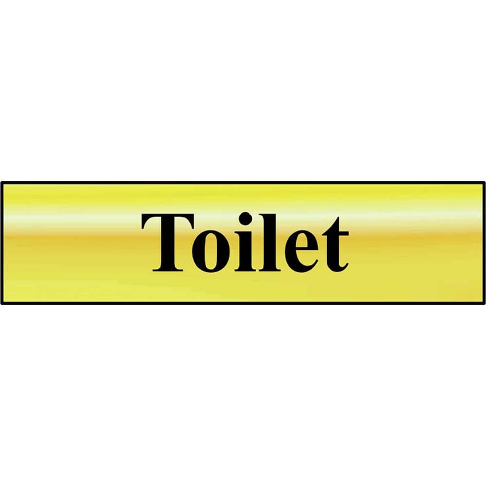 Scan Brass Effect Toilet Sign 200mm 50mm Standard