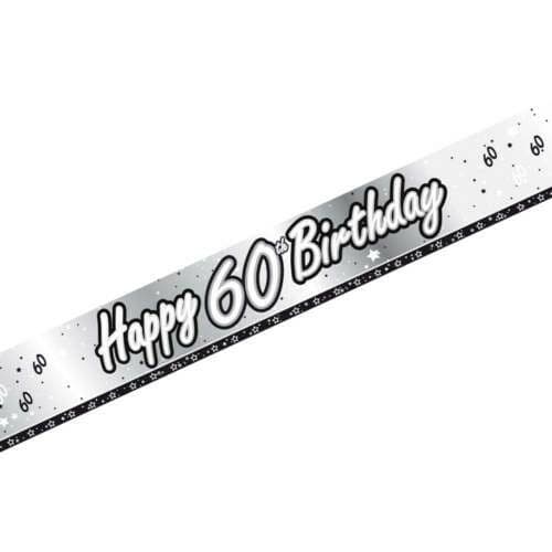 Creative BLACK & SILVER STARS 9ft Aged Birthday Party Foil Banner - Decorations