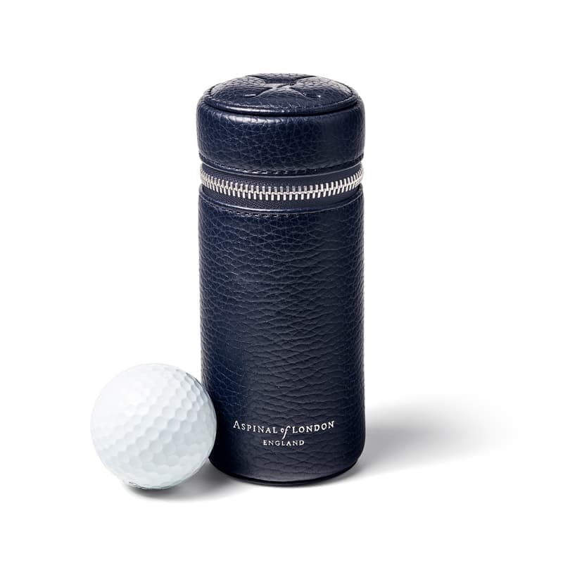 Aspinal of London Golf Ball Holder in Navy Pebble