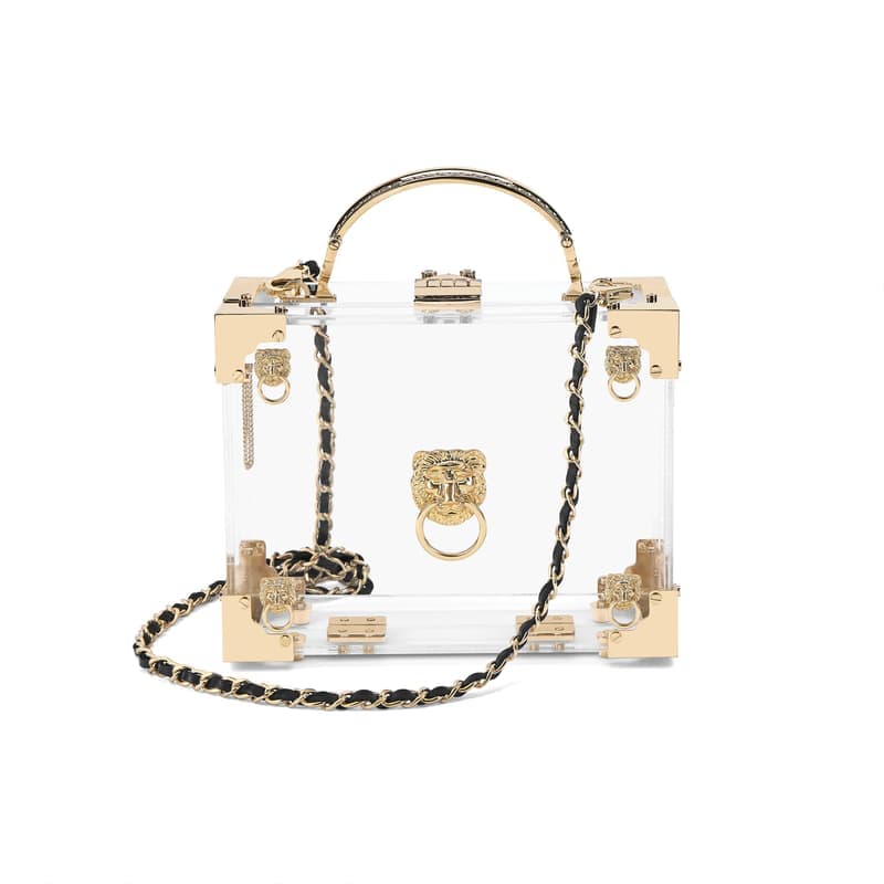 Aspinal of London Lion Trunk in Transparent Acrylic with Gold Hardware