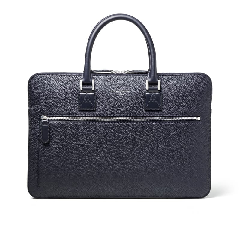 Aspinal of London Connaught Folio in Navy Pebble