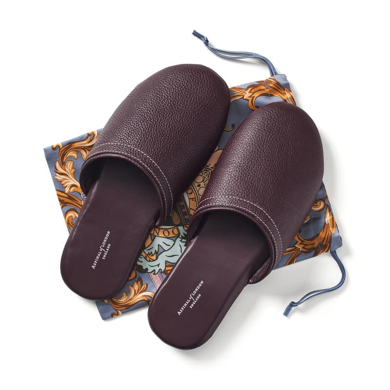 Aspinal of London Hudson Travel Slippers in Wine Milled Pebble
