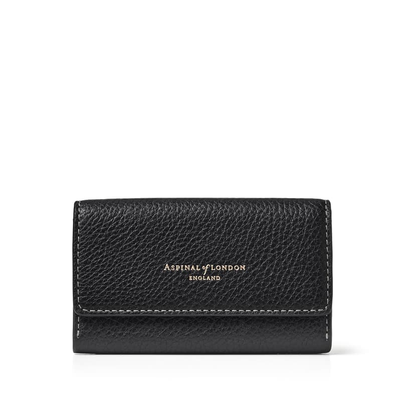 Aspinal of London Business Card Holder in Black Milled Pebble