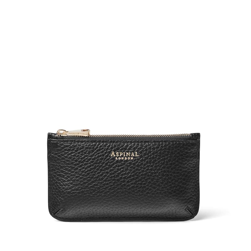 Aspinal of London Ella Card & Coin Holder in Black Pebble