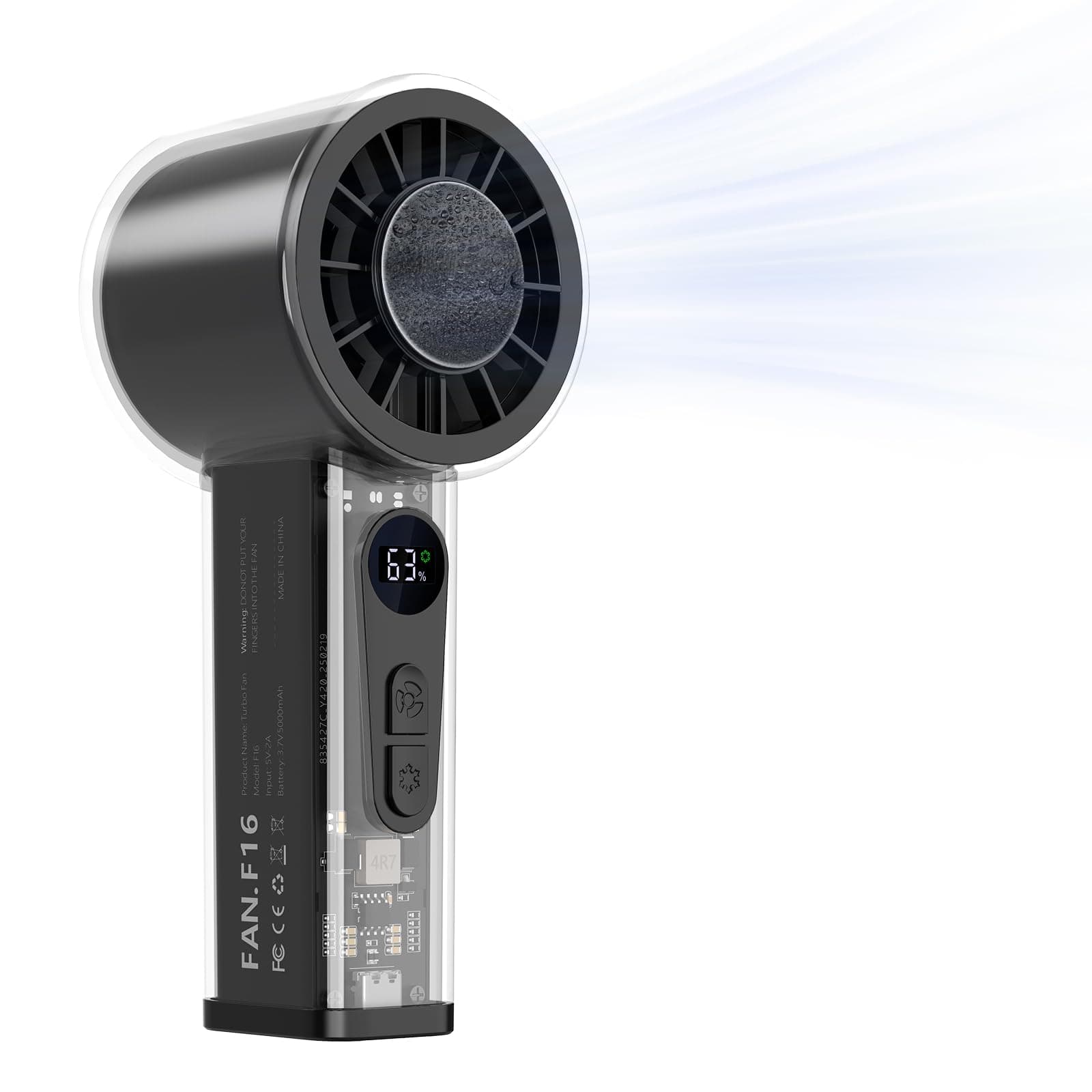 Handheld Turbo Fan Ice Cooling - Black temF16