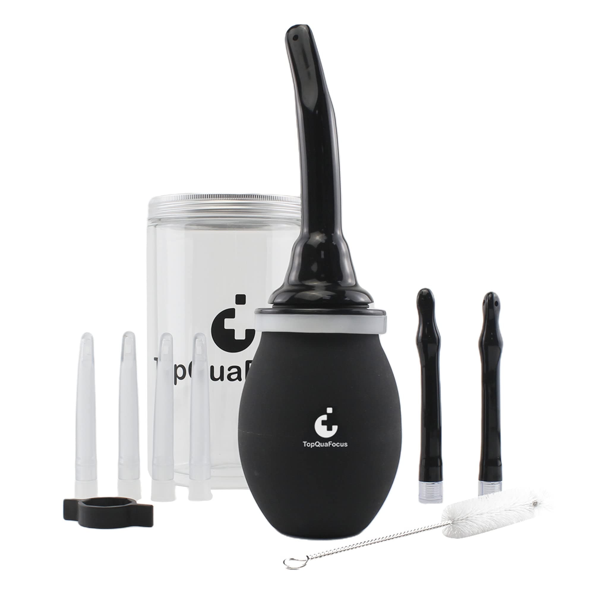Enema Bulb Kit 420ml with Nozzles - Black 13 Piece Set