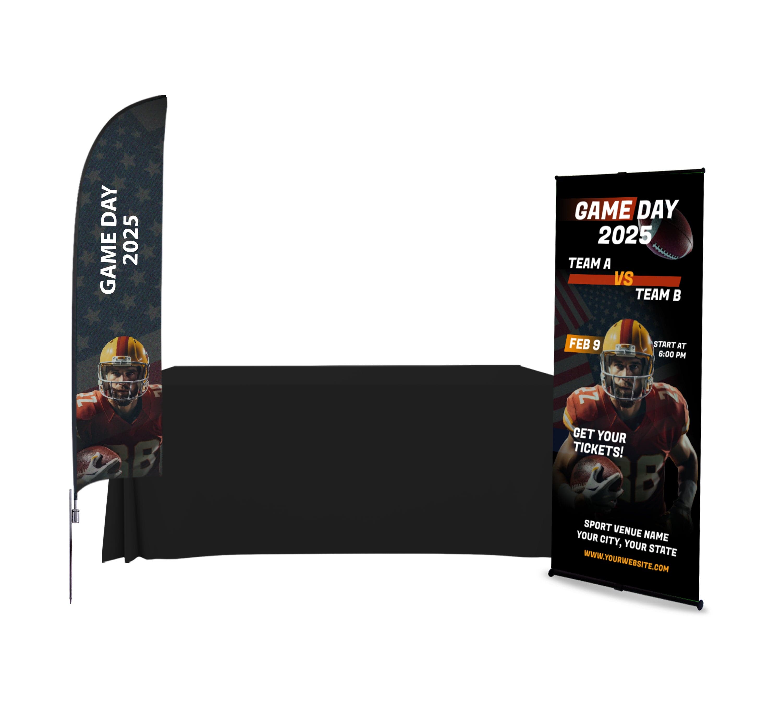 Buy Economy Display Package - Table Cover - Blade Flags - L Bannerstand