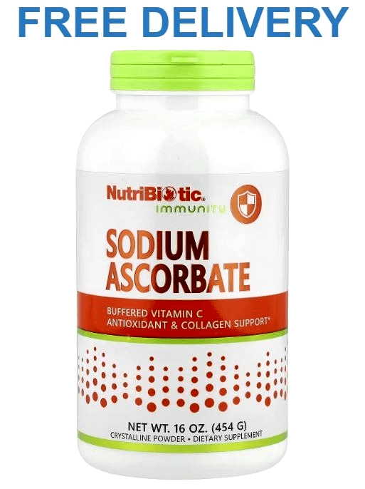 NutriBiotic Sodium Ascorbate Powder 454g Buffered Vitamin C Crystalline| UK