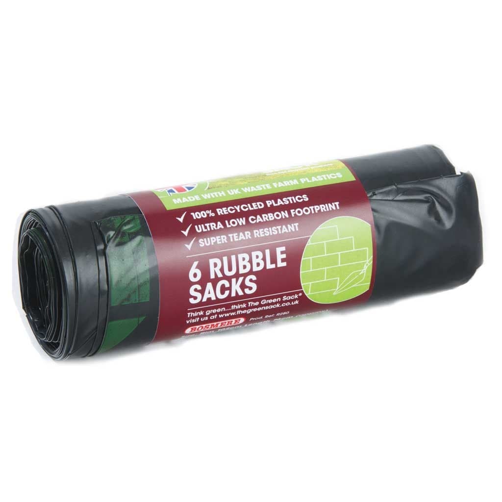 Bosmere Plain Top Rubble Sacks 45L 6 Pack Made From 100% Recycled Plastics