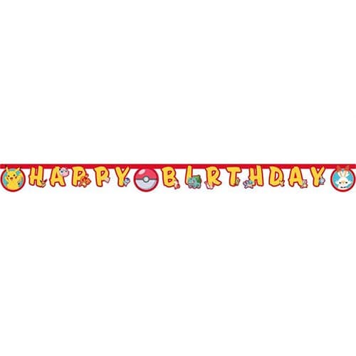 Vibrant Pokemon Happy Birthday Die-Cut Card Banner 2m