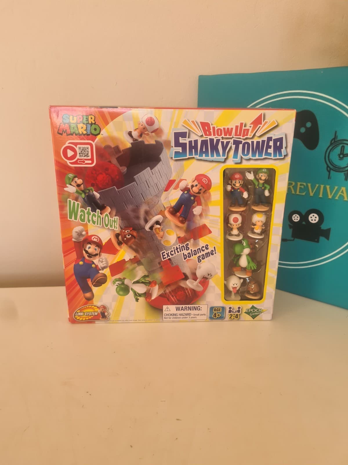 Epoch Games Super Mario Bros Blow Up Shaky Tower Balancing Game and Action Figures