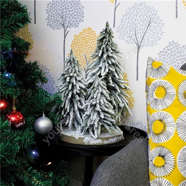 St Helens Home and Garden Decorative Snow Topped Mini Christmas Tree Display on
