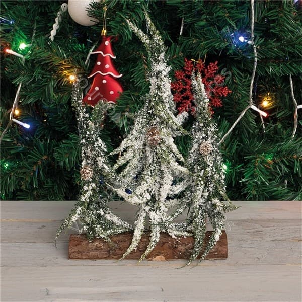 St Helens Home and Garden Decorative Snow Topped Mini Christmas Tree Display on