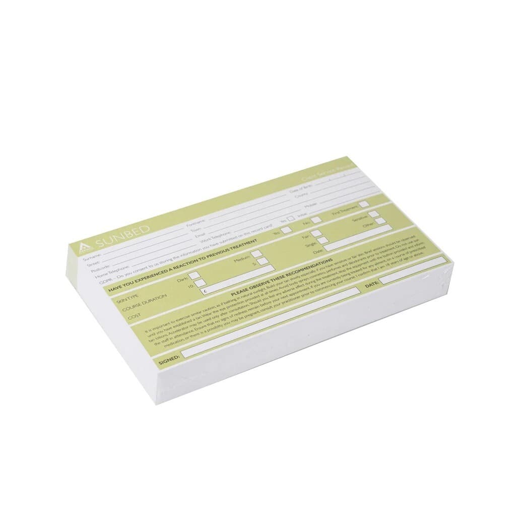 Agenda Sunbed Record Cards (Pk100)
