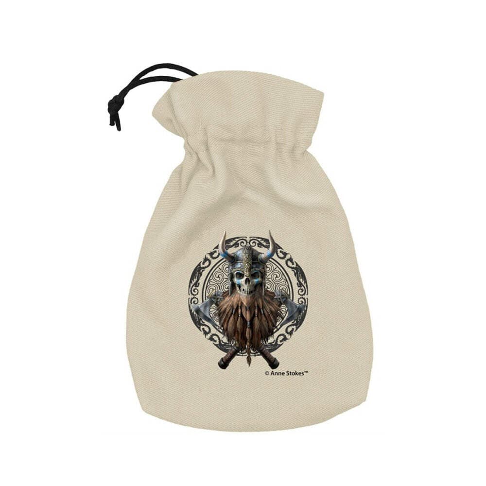 Anne Stokes Viking Skull Dice Pouch by Q-Workshop Black Drawstring Bag