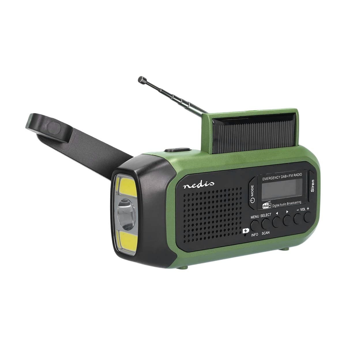 Nedis Portable Emergency Radio Rechargeable DAB+ FM with Solar Crank and Lamp